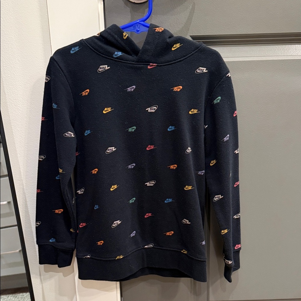 Nike Black Hoodie with Colorful Logos